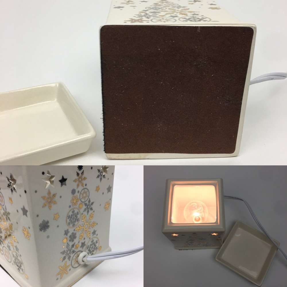Square‎ Tabletop Plugin Candle Warmer Christmas Tree Stars Gold Silver Metallic - Picture 7 of 8